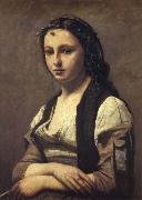 Corot Camille The woman of the pearl oil